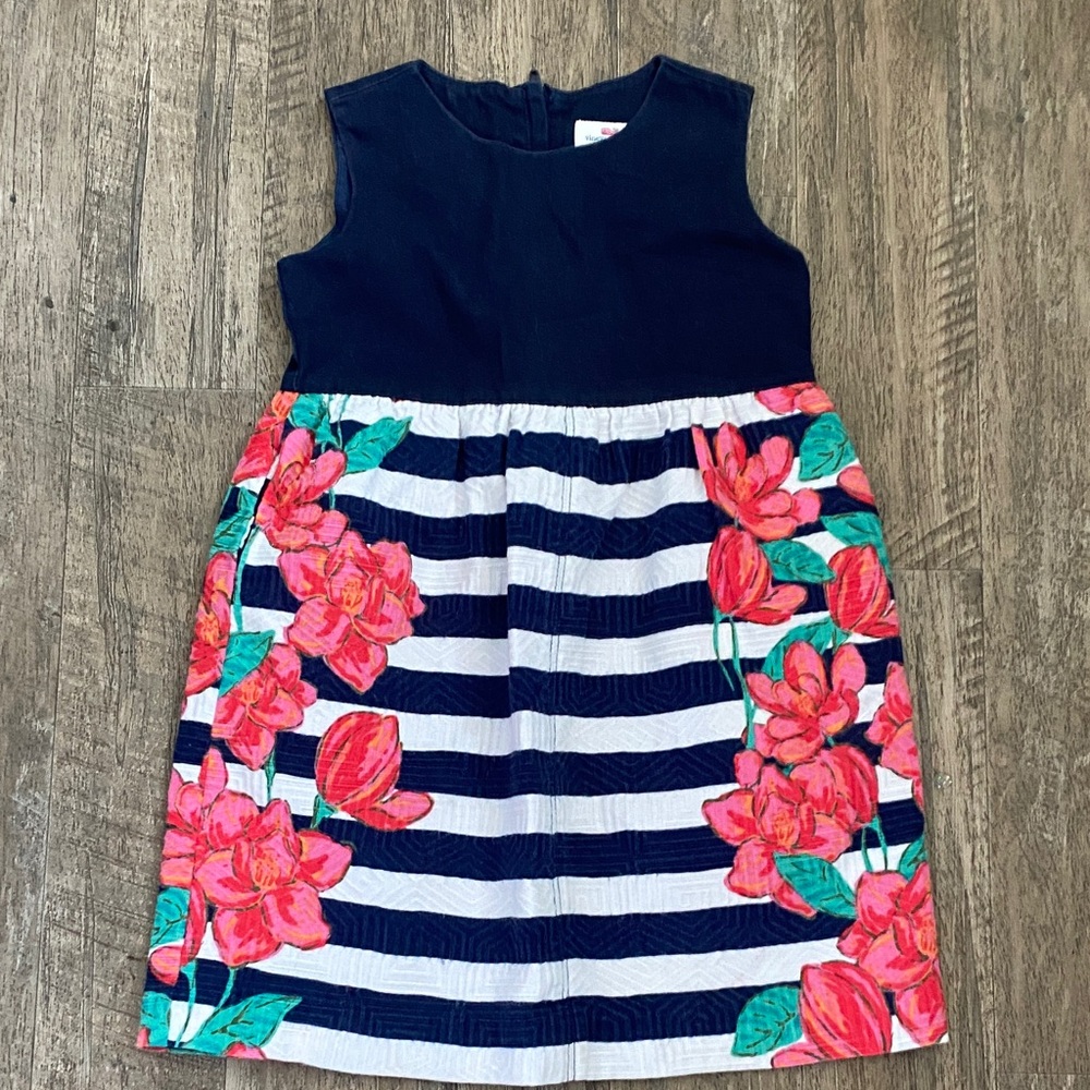 Vineyard Vines Navy and White Striped Dress with Pink Floral